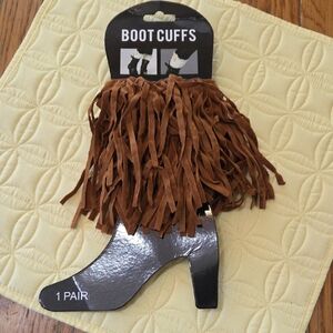 1 Pair Of Brown Fringe Boot Cuffs. New In Package.F